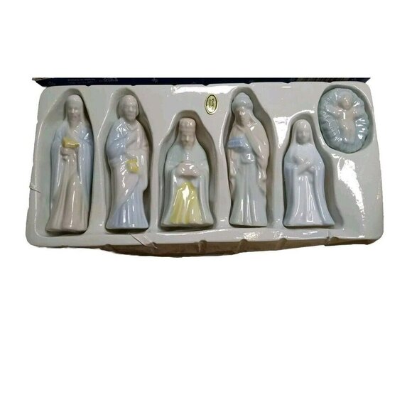 Porcelain Nativity Scene Set Blue & White Giftco, Inc. Nib - Picture 1 of 2